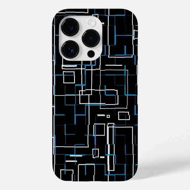Coques Case-Mate iPhone Motif blanc et bleu sur noir (Verso)