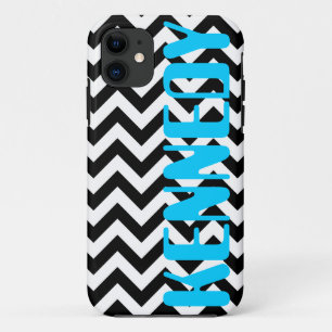 Coque iPhone 11 Motif blanc noir de Chevron