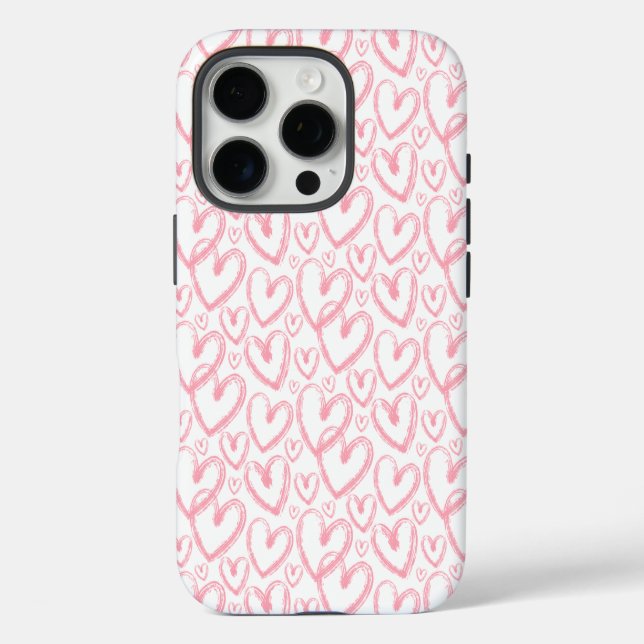 Coques Case-Mate iPhone Motif blanc rose-coeur moderne (Verso)