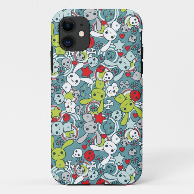 Coques Case-Mate iPhone motif bleu kawaii (Dos)
