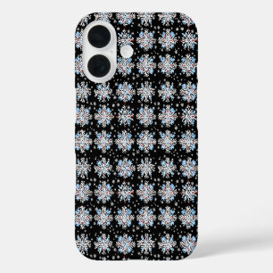 Coques iPhone 16 Motif Blue Snowflake