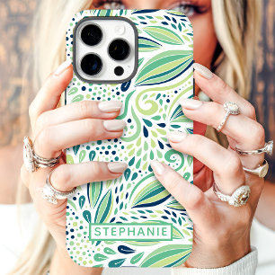 Coques iPhone 16 Pro Max Motif Botanique de Feuille Nom Personnalisé