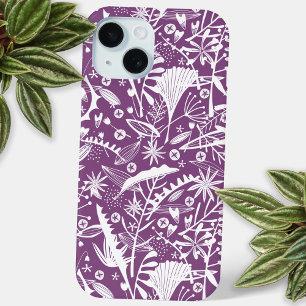 Coque Pour iPhone 15 Motif botanique pourpre