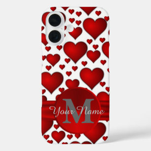 Coques iPhone 16 Motif cardiaque romantique monogrammé