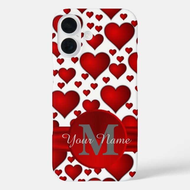 Coques Case-Mate iPhone Motif cardiaque romantique monogrammé (Verso)