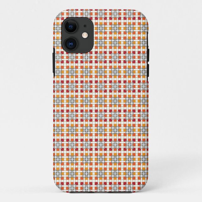 Coques Case-Mate iPhone Motif carré moderne géométrique rouge ambre (Dos)