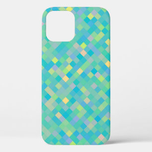Coque iPhone 12 MOTIF Carré multi-couleur brillant et tendance