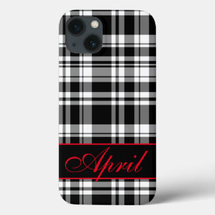 Case-Mate iPhone Case Motif carreaux noir blanc monogrammé