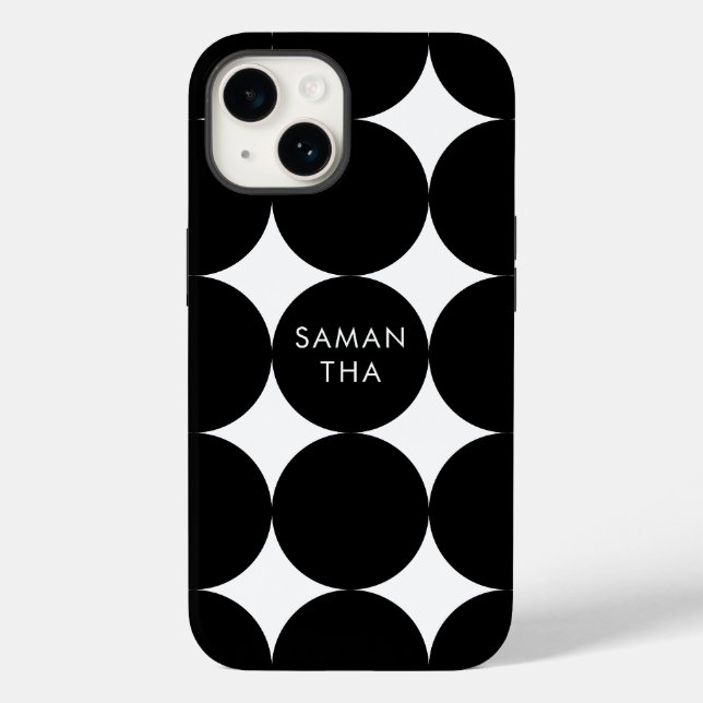 Coques Case-Mate iPhone Motif Cercle géométrique blanc noir (Verso)