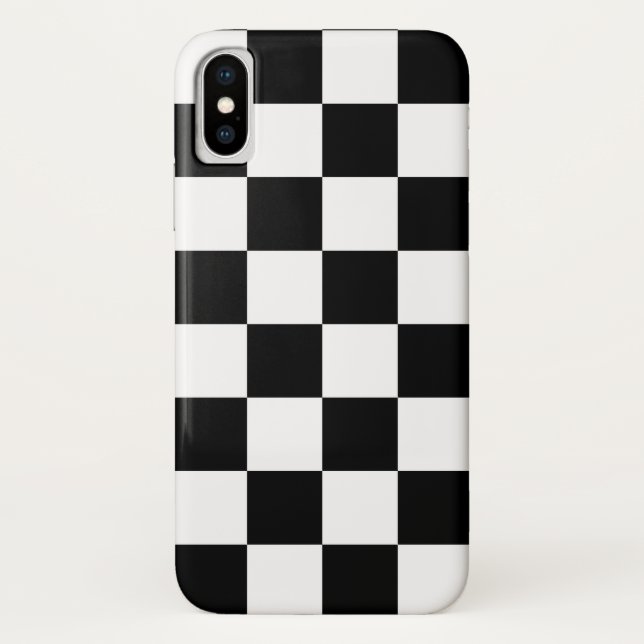 Coques Case-Mate iPhone Motif Checkered noir et blanc (WB) (Dos)