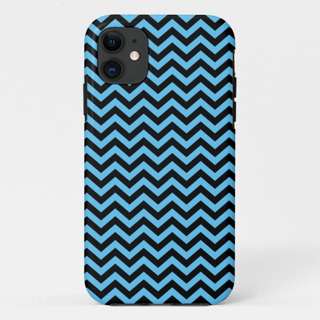 Coques Case-Mate iPhone Motif Chevron bleu et noir (Dos)