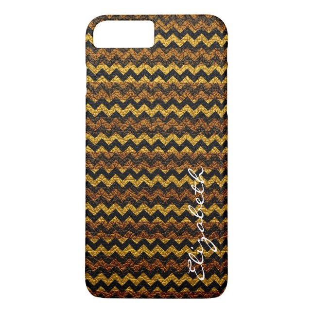 Coques Case-Mate iPhone Motif Chevron Brown en cuir (Dos)