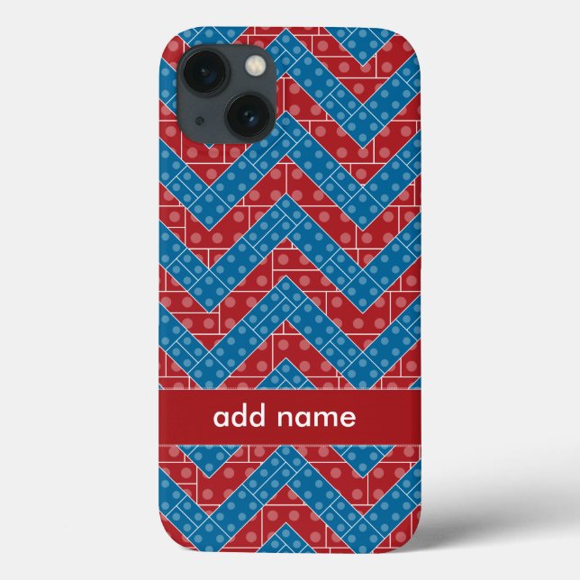 Coques Case-Mate iPhone Motif Chevron coloré avec briques Rouge Bleu (Verso)