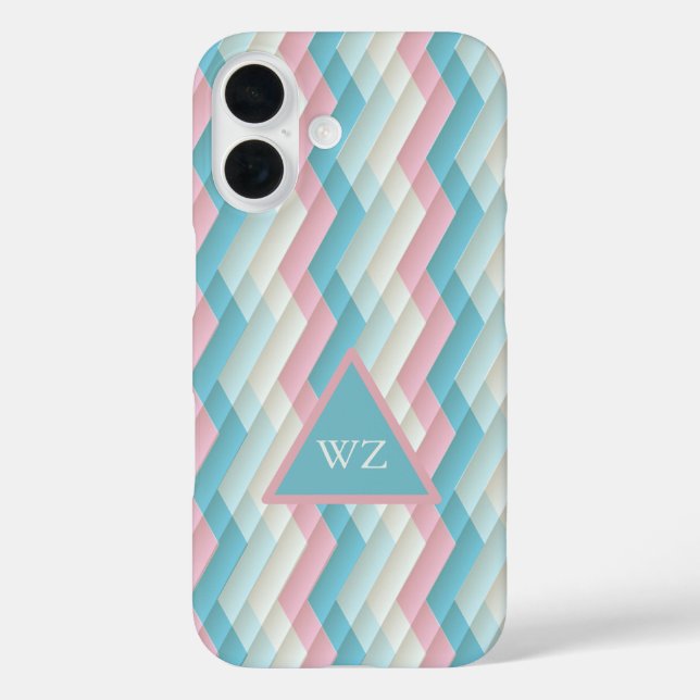 Coques Case-Mate iPhone Motif Chevron Monogramme rose blanc sur mesure (Verso)