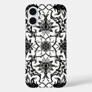 Coques iPhone 16 Plus Motif chinois Art Nouveau - Noir et Blanc