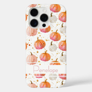 Coques iPhone 16 Pro Motif Citrouille aquarelle avec nom