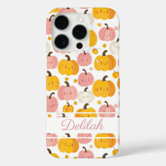 Coques iPhone 16 Pro Motif Citrouille aquarelle avec nom