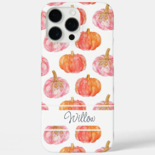 Coques iPhone 16 Pro Max Motif Citrouille aquarelle avec nom