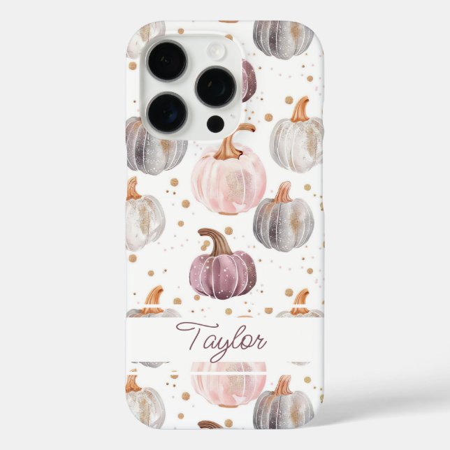 Coques Case-Mate iPhone Motif Citrouille aquarelle avec nom (Verso)