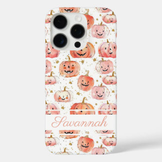 Coques iPhone 16 Pro Motif Citrouille aquarelle avec nom