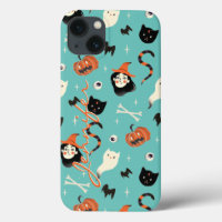 Motif Citrouille de sorcière retro personnalisé