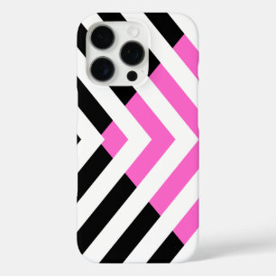 Coques iPhone 16 Pro Motif classique Chevron en rose et noir