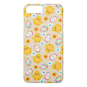 Coque iPhone 7 Plus Motif coloré d'oeufs et de poussins de pâques