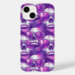 Coque Pour iPhone 14 Motif crâne avec lunettes de soleil violettes