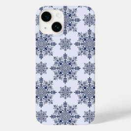 Coque Pour iPhone 14 Motif Damas de flocon bleu
