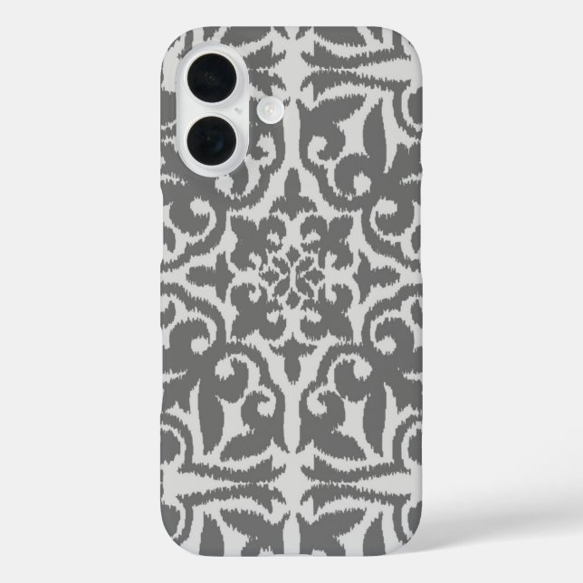 Coques Case-Mate iPhone Motif damassé Ikat - Gris clair et moyen (Verso)