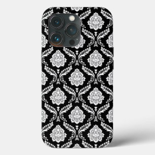 Case-Mate iPhone Case Motif Damassé Rococo Blanc sur Fond Noir