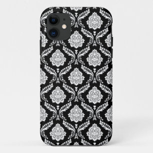 Case-Mate iPhone Case Motif Damassé Rococo Blanc sur Noir
