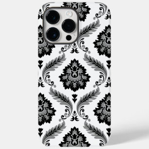 Coque Pour Pour iPhone 14 Pro Max Motif Damassé Rococo Gris Noir Blanc