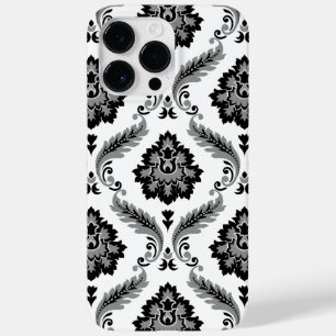 Coque Pour Pour iPhone 14 Pro Max Motif Damassé Rococo Gris Noir Blanc