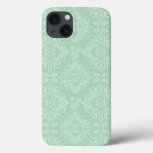 iPhone 13 Coque Motif damassé vert