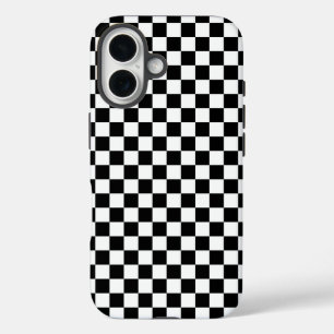 Coques iPhone 16 Motif damier noir et blanc
