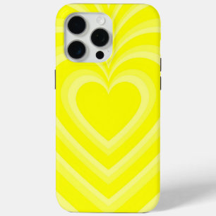 Coque iPhone 15 Pro Max Motif d'amour du coeur hypnotique jaune néon
