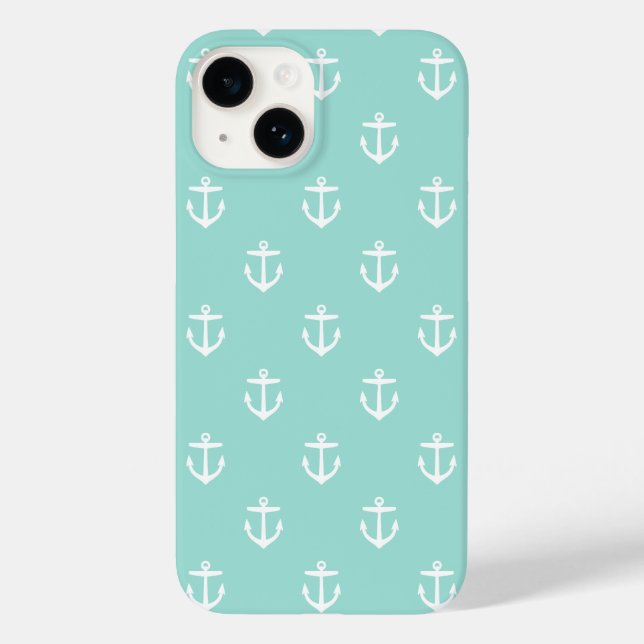 Coques Case-Mate iPhone Motif d'Ancres Mint Cute (Verso)
