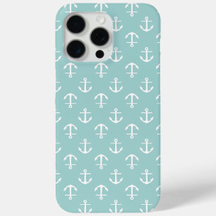 Coque iPhone 15 Pro Max Motif d'Ancres Nautical Mint