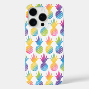 Coques iPhone 16 Pro Motif d'aquarelle arc-en-ciel d'ananas tropical