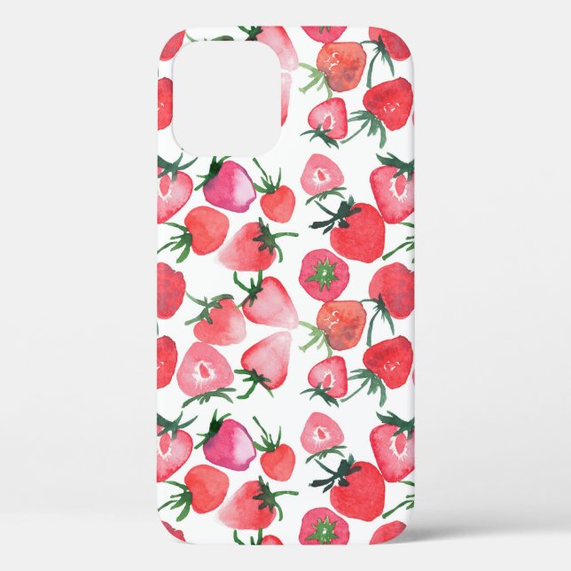 Coques Case-Mate iPhone Motif d'aquarelle aux fraises rouges juteuses (Verso)