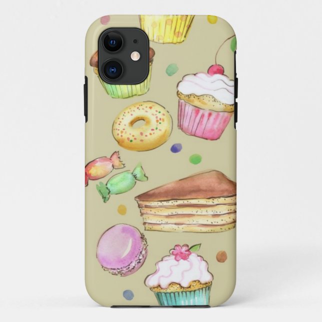Coques Case-Mate iPhone Motif d'aquarelle avec des bonbons (Dos)