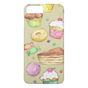 Coque iPhone 8 Plus/7 Plus Motif d'aquarelle avec des bonbons