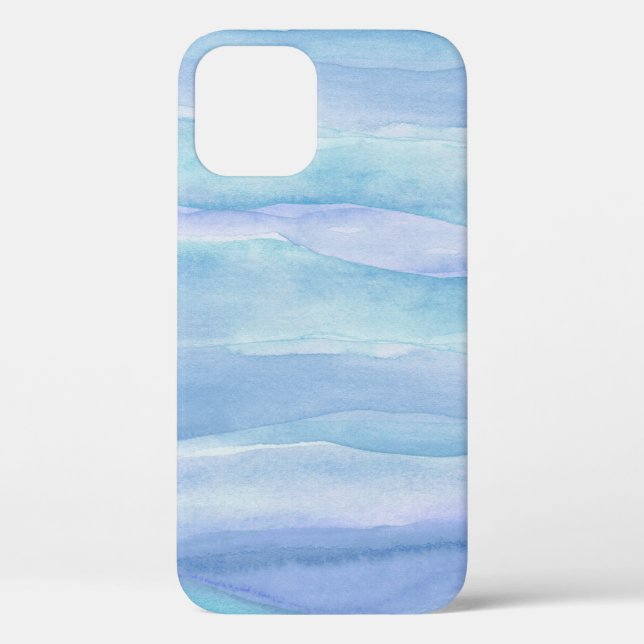 Coques Case-Mate iPhone Motif d'aquarelle bleu violet (Verso)