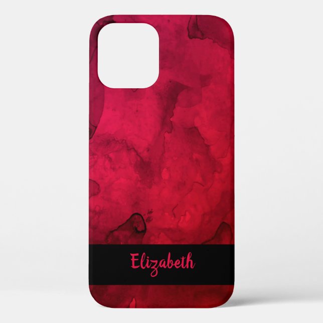 Coques Case-Mate iPhone Motif d'aquarelle rouge élégant personnalisé (Verso)