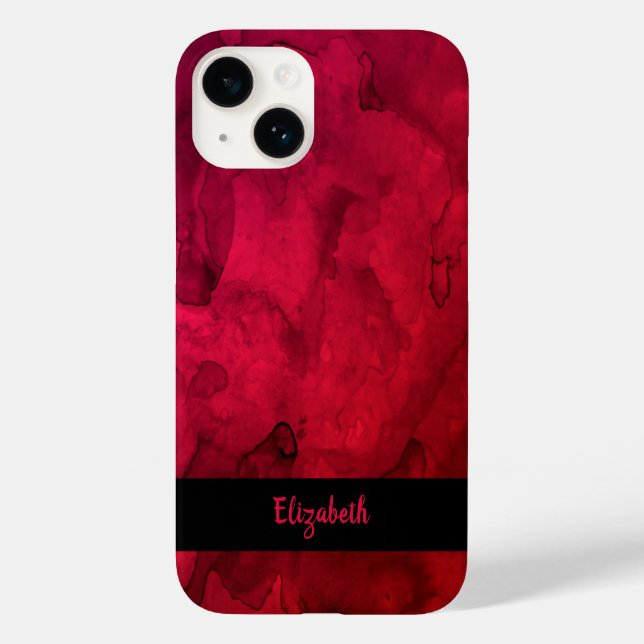 Coques Case-Mate iPhone Motif d'aquarelle rouge élégant personnalisé (Verso)