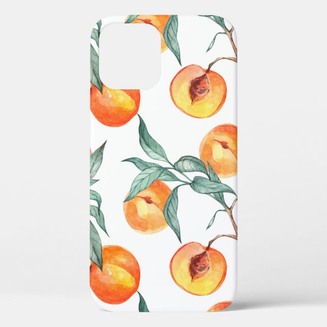 Coques Case-Mate iPhone Motif d'aquarelle transparente avec pêches sur un  (Verso)