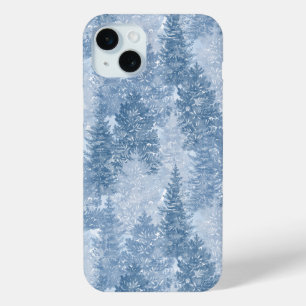 Coque iPhone 15 Mini Motif d'arbre à pin bleu