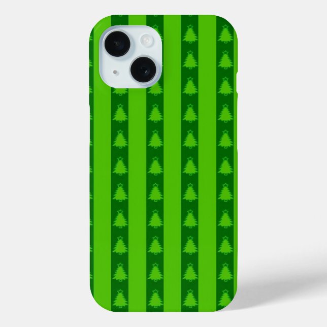 Coques Case-Mate iPhone Motif d'arbre de Noël à rayures vertes (Verso)