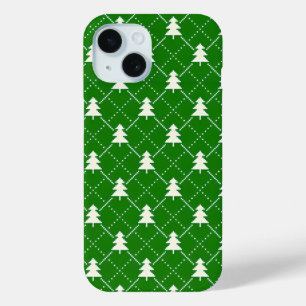 Coque Pour iPhone 15 Motif d'arbre de Noël vert festif
